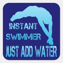 Instant Swimmer Just Add Water Square Stickers
