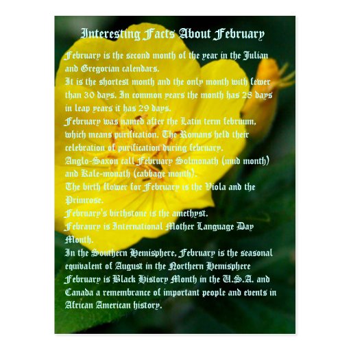 Interesting facts about February Postcard | Zazzle