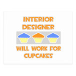 Interior Designer ... Will Work For Cupcakes Post Cards