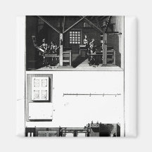 Interior of a Printing Works and Plan Fridge Magnet