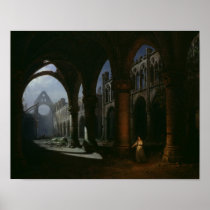 Interior of an Abbey in Ruins, 1848 Print