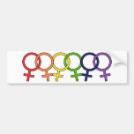 Interlocked Female Rainbow Bumper Stickers
