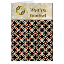 Interlocking Circles in Rust Black  You're Invited cards