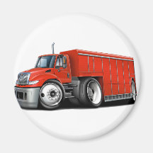 International Red Delivery Truck Fridge Magnets