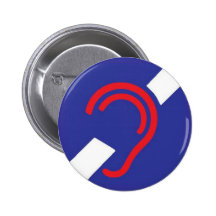 International Symbol for Deaf, Red, White & Blue Pinback Button