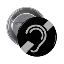 International Symbol for Deaf, Silver on Black Pins