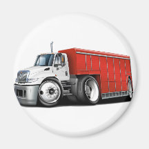 International White-Red Delivery Truck Refrigerator Magnets