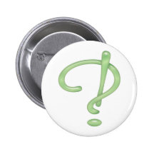 Interrobang! Green Glass Pinback Button