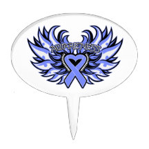 Intestinal Cancer Awareness Heart Wings Oval Cake Topper