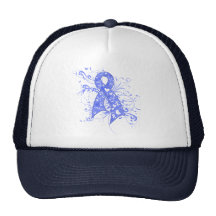 Intestinal Cancer Floral Swirls Ribbon Trucker Hats