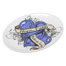 Intestinal Cancer Hope Faith Dual Hearts Party Plates