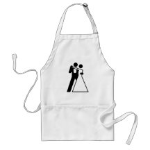 Int'l Sign for Bride & Groom Aprons