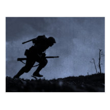 Into the Night a Soldier on the Battlefield Postcards