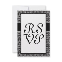 intricate black and white damask design pattern custom invite