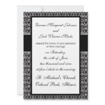 intricate black and white damask design pattern personalized invites