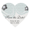 intricate black damask pattern on pretty blue stickers