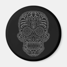 Intricate Black Sugar Skull Fridge Magnets