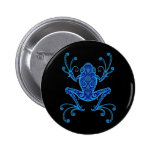 Intricate Blue and Black Tree Frog Button