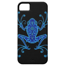 Intricate Blue and Black Tree Frog Case For The iPhone 5