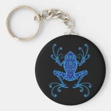 Intricate Blue and Black Tree Frog Key Chains
