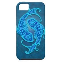 Intricate Blue Tribal Pisces