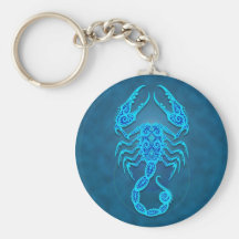 Intricate Blue Tribal Scorpio Key Chain