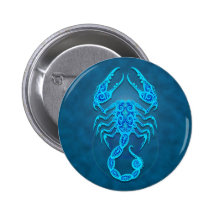 Intricate Blue Tribal Scorpio Pin
