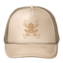 Intricate Brown Tree Frog Mesh Hat
