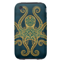 Intricate Golden Blue Octopus Iphone 3 Tough Covers