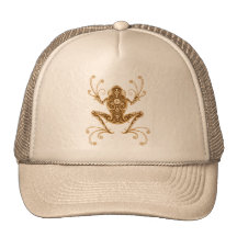 Intricate Golden Brown Tree Frog Hats