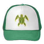 Intricate Golden Green Sea Turtle Mesh Hat
