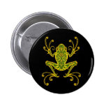 Intricate Green and Black Tree Frog Button