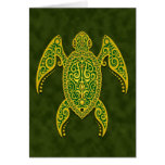 Intricate Green Sea Turtle Greeting Cards