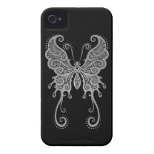 Intricate Grey Butterfly iPhone 4 Covers