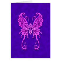 Intricate Purple and Blue Butterfly Greeting Cards
