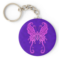 Intricate Purple and Blue Butterfly Key Chain