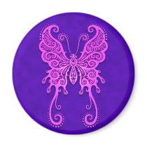Intricate Purple and Blue Butterfly Magnets