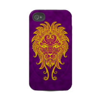 Intricate Purple and Yellow Tribal Leo Iphone 4 Tough Case