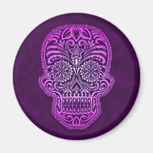 Intricate Purple Sugar Skull Magnets