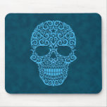 Intricate Sugar Skull - blue Mousepad