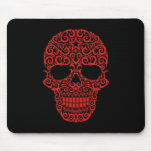 Intricate Sugar Skull – red & black Mouse Pads