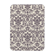 intricate taupe grey cream damask pattern flexible magnet