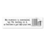 INVENTORY BUMPER STICKER