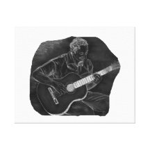 invert acoustic guitar player sit grey gallery wrap canvas