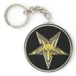 Inverted Pentagram with Golden Goat Head keychains