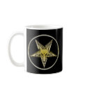 Inverted Pentagram with Golden Goat Head mugs