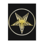 Inverted Pentagram with Golden Goat Head postcards