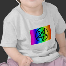 Inverted rainbow pentagram 2 gear t-shirts