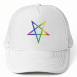 Inverted rainbow pentagram cap hats