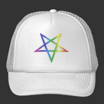 Inverted rainbow pentagram cap hats
